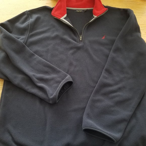 Nautica Mens Size XL Blue 1/4 Zip Fleece Jacket EUC - Picture 4 of 8